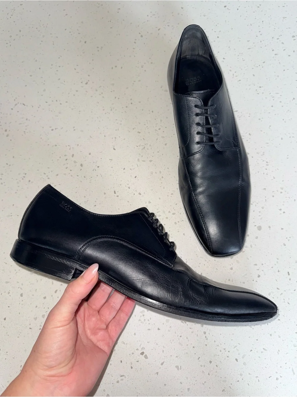 Hugo Boss Black Leather Lace-Up Oxfords